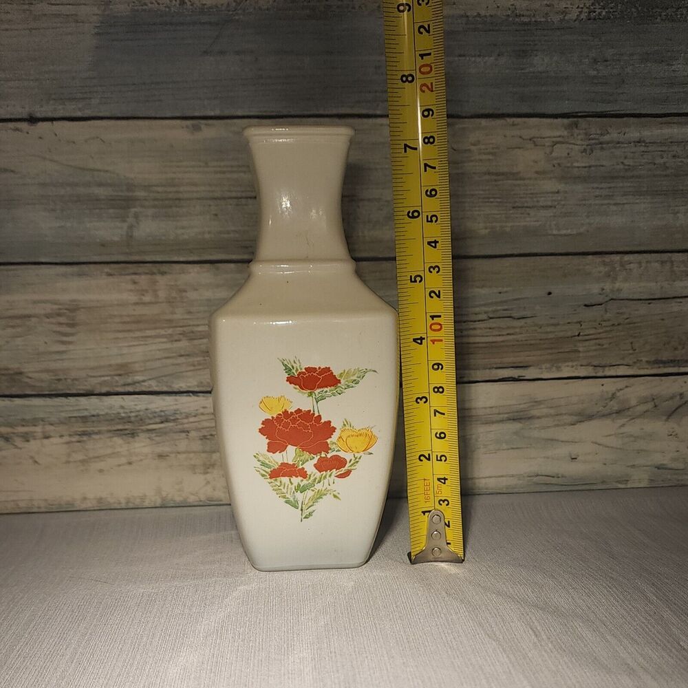 IMARI Bud Vase Milk Glass Orange Multi Floral 7" Avon 1991 - Picture 9 of 12